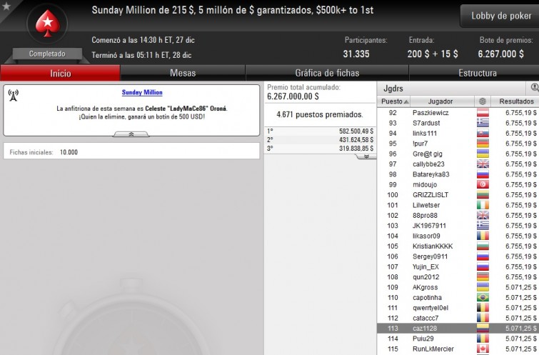 Sunday Million - diciembre 27