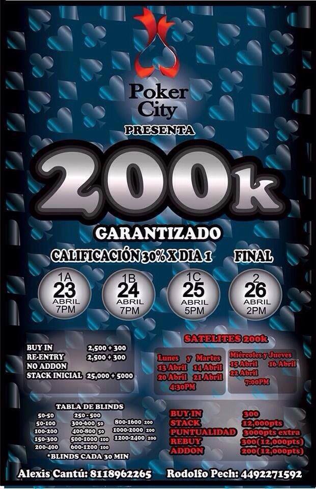 El día de mañana inicia el 200K Garantizados de Poker City en Monterrey