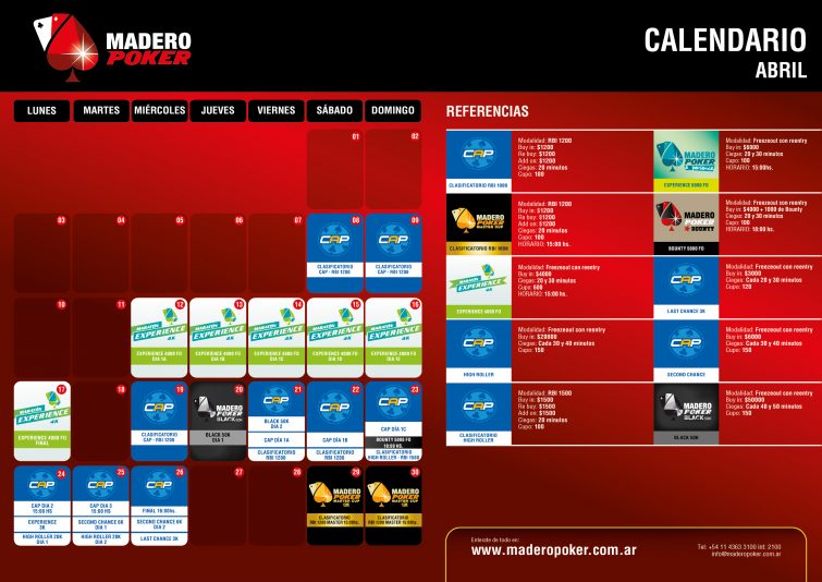 madero calendario abril 2017